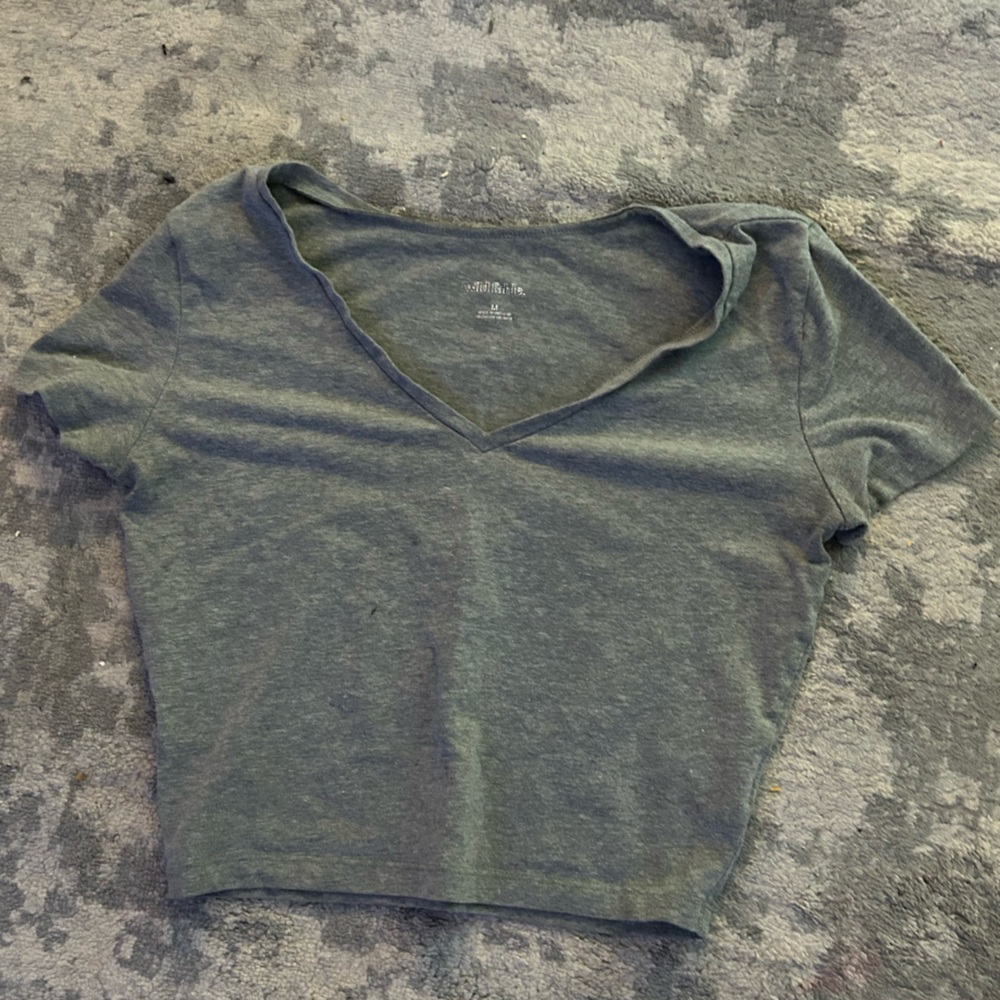 Women's Gray V-Neck Top